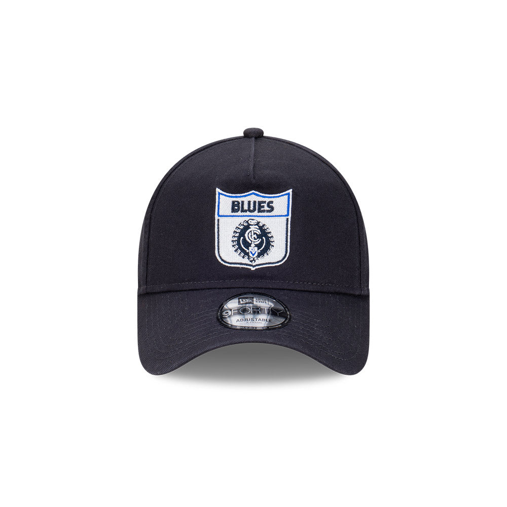 Carlton Blues Hat - Navy Retro 9Forty A-Frame AFL Snapback Cap - New Era
